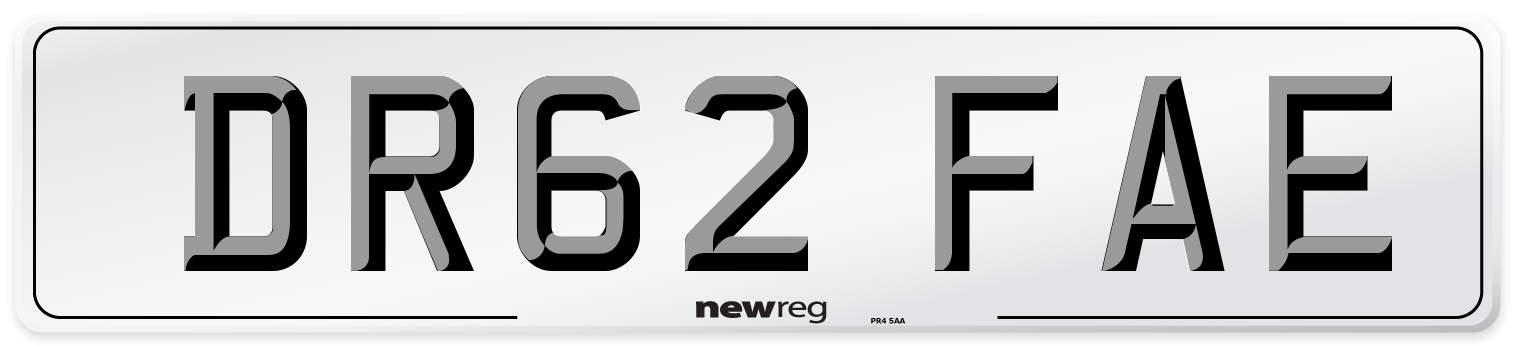 DR62 FAE Number Plate from New Reg